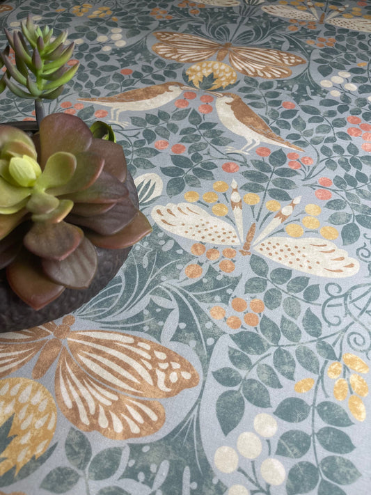 Bird & Butterfly Fabric - Summer Sky