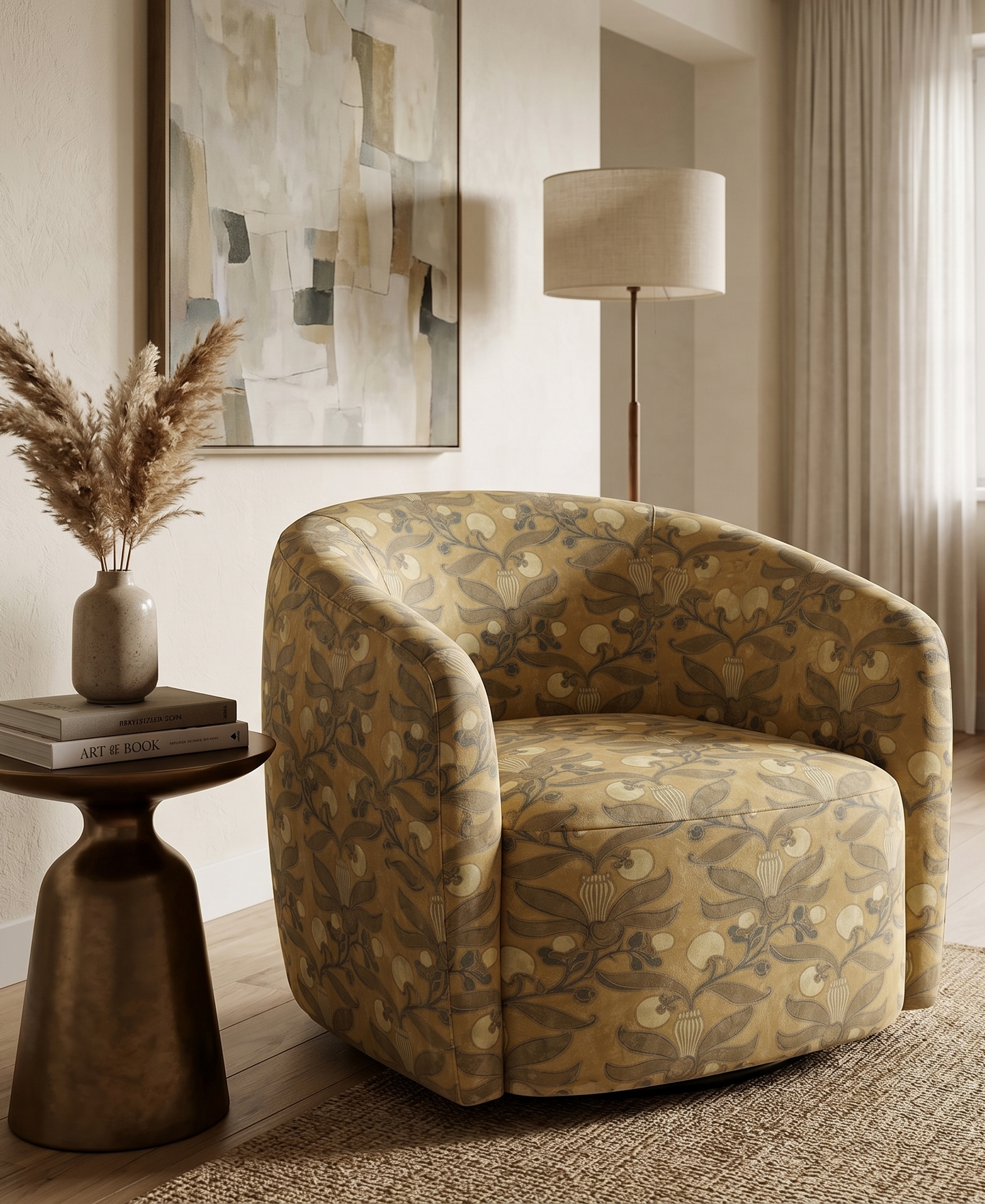Passion Flower Fabric - Taupe & Sisal