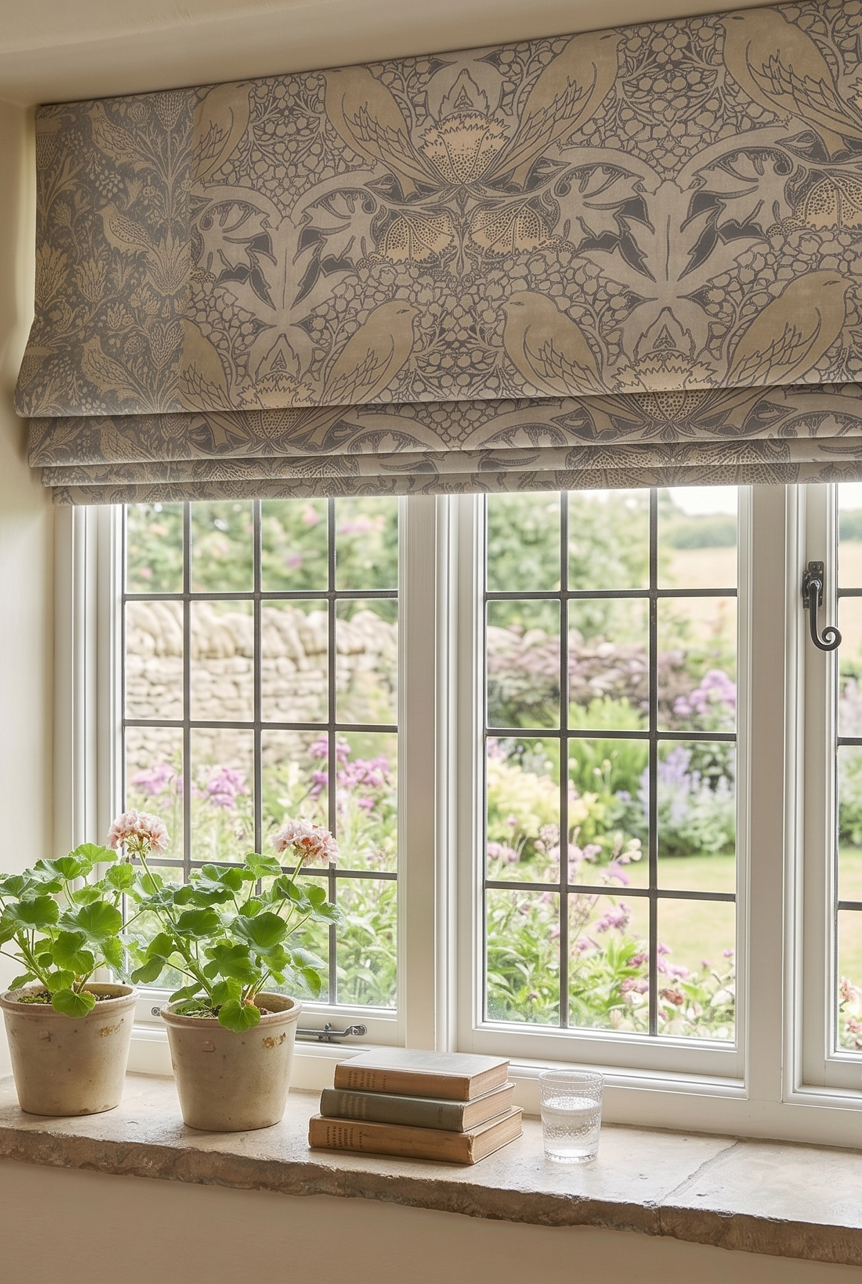 Bird & Berry Fabric - Slate & Parchment
