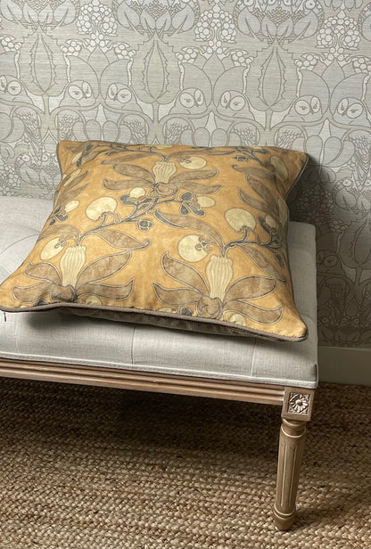 Passion Flower Cushion - Taupe & Sisal