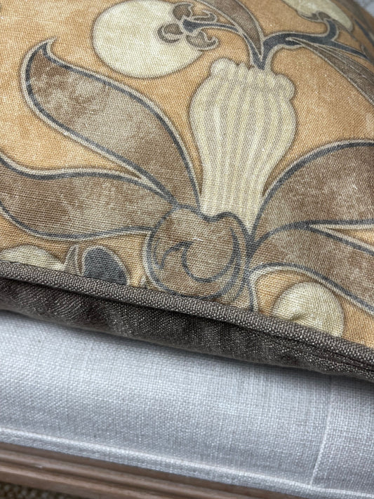 Passion Flower Cushion - Taupe & Sisal