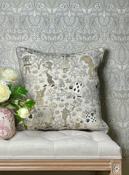Alice in Wonderland Cushion - Natural