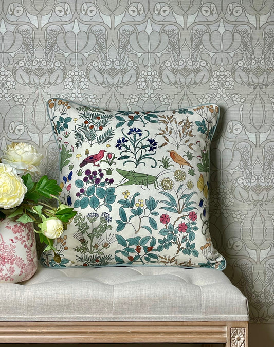 Apothecary's Garden Cushion - Chalk White
