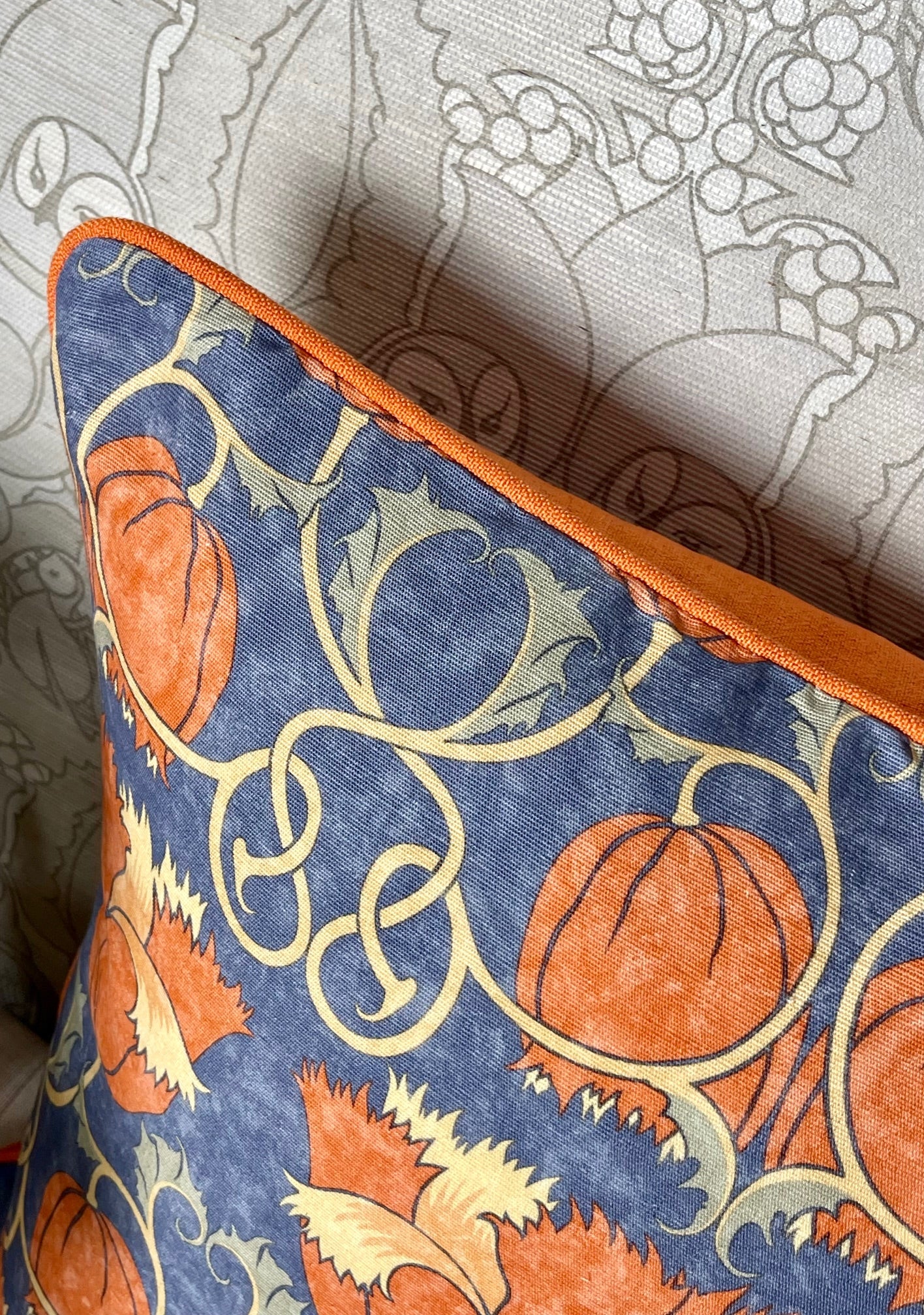 Poppies Cushion - Red & Indigo