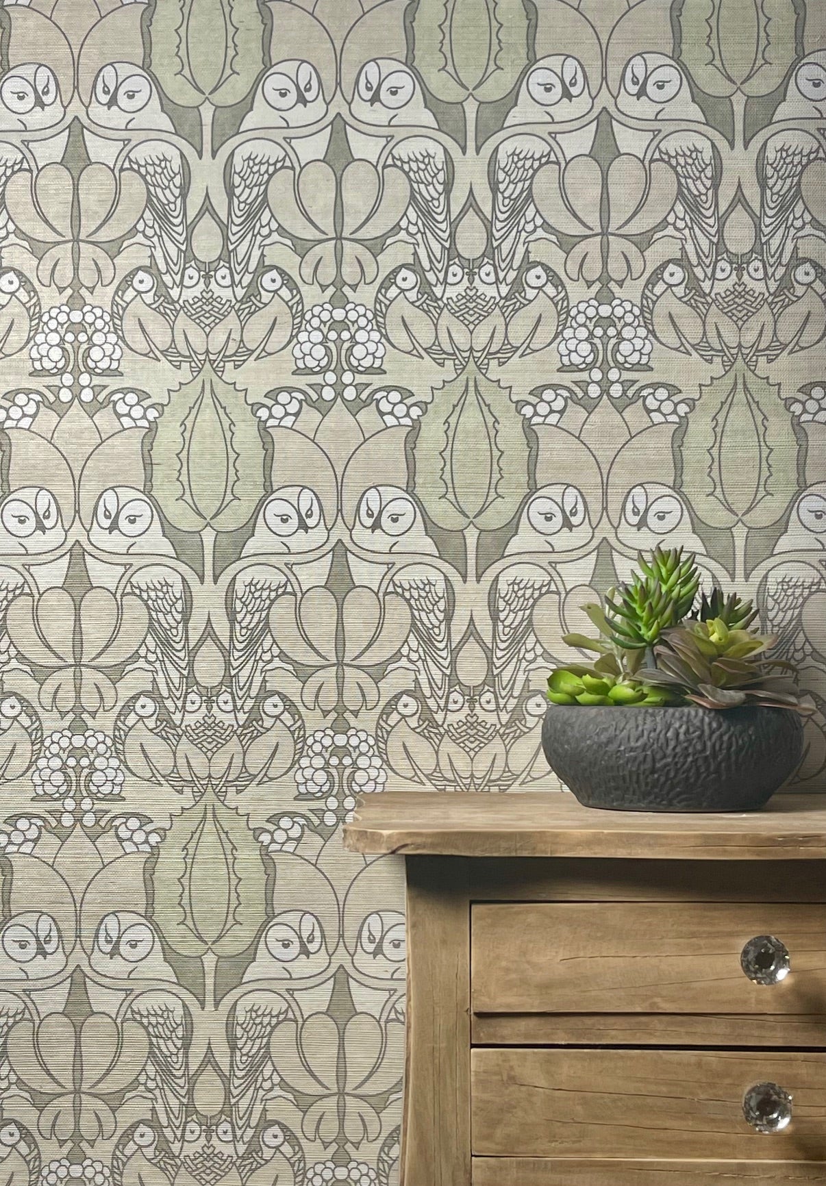 Natural Owl Grasscloth