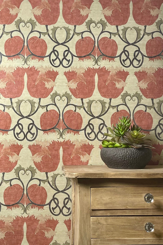 Poppies Grasscloth