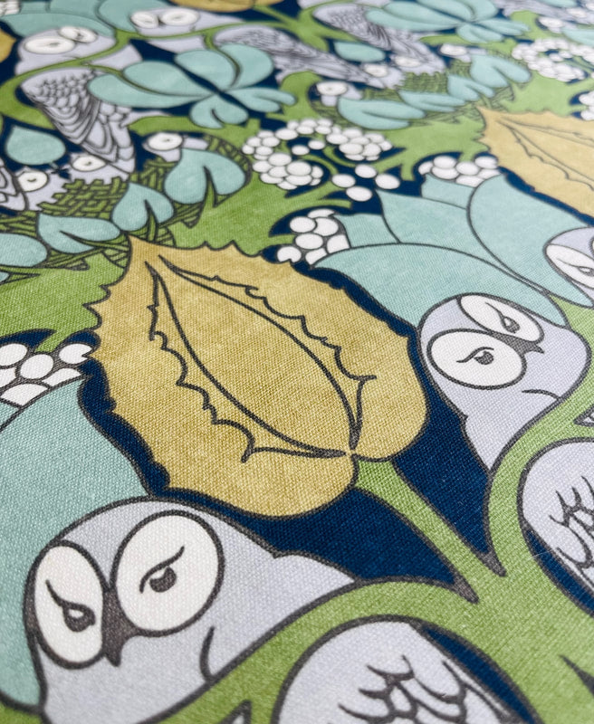 The Owl Fabric - Conker & Slate