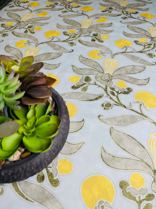 Passion Flower Fabric - Slate & Cornflower