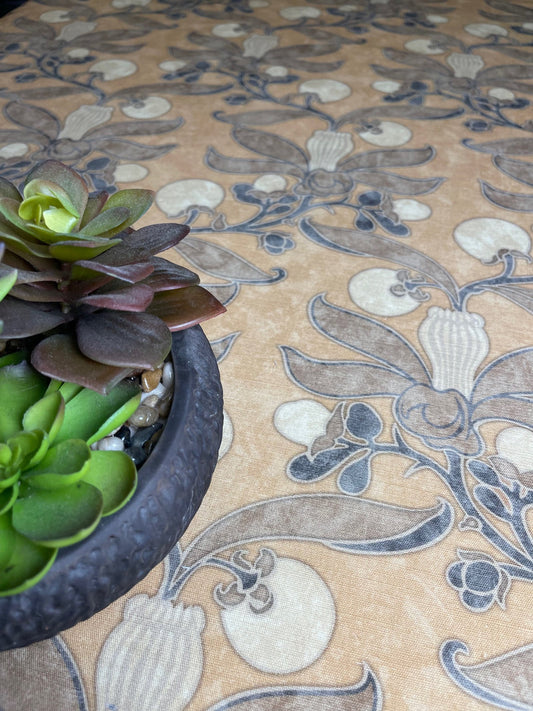 Passion Flower Fabric - Taupe & Sisal