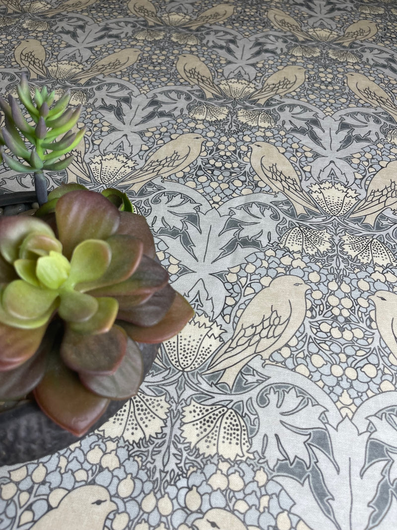 Bird & Berry Fabric - Slate & Parchment