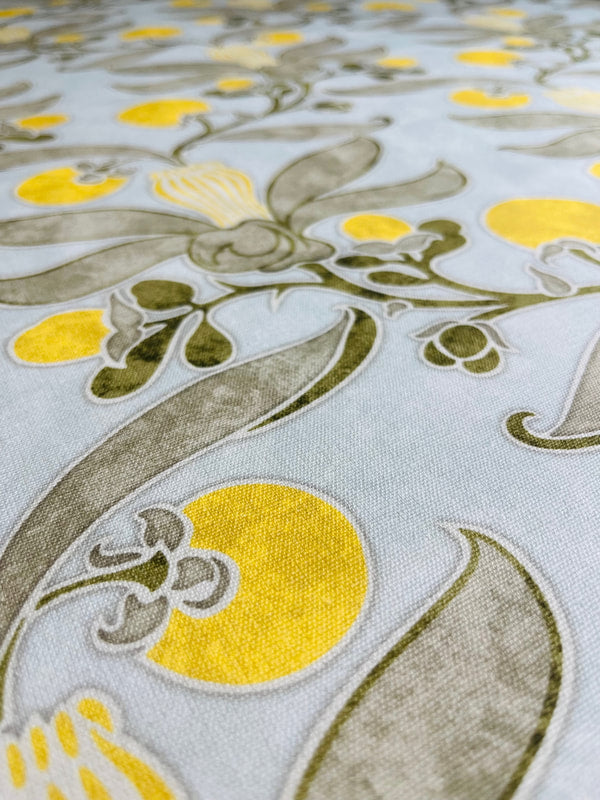 Passion Flower Fabric - Slate & Cornflower