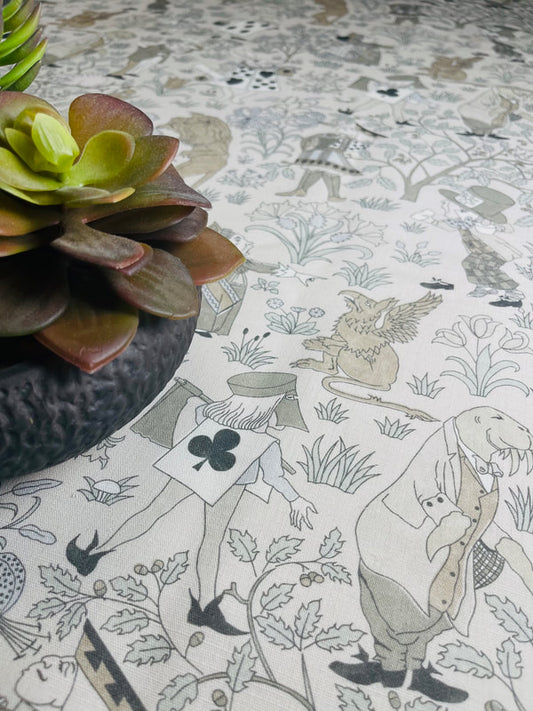 Alice in Wonderland Fabric - Natural