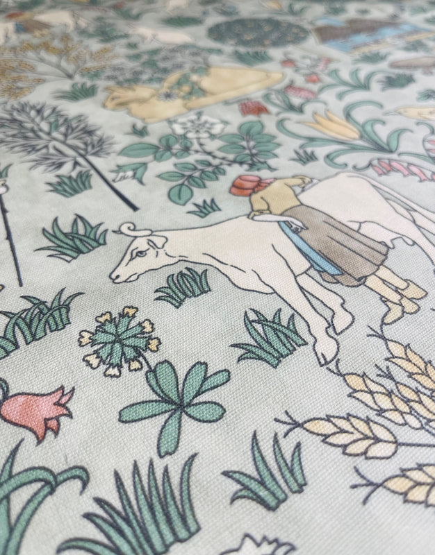 The House That Jack Built Fabric - Light Sage