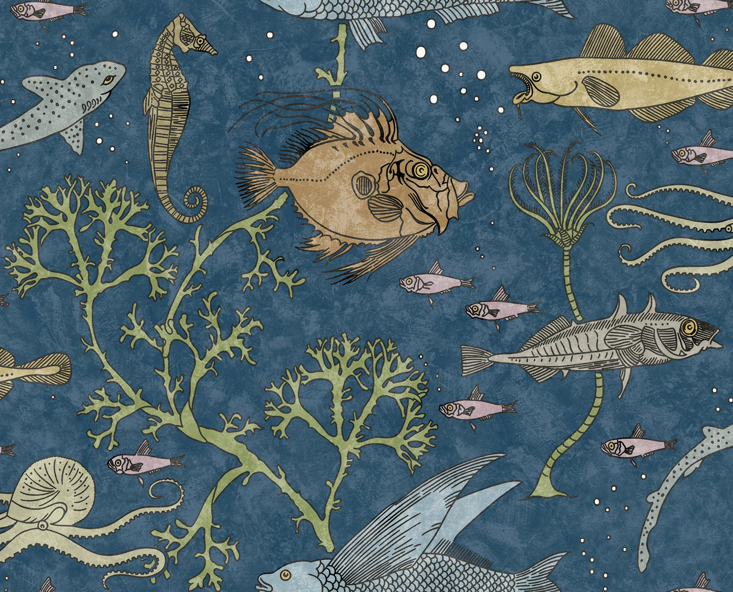 John Dory Fabric - Deep Blue