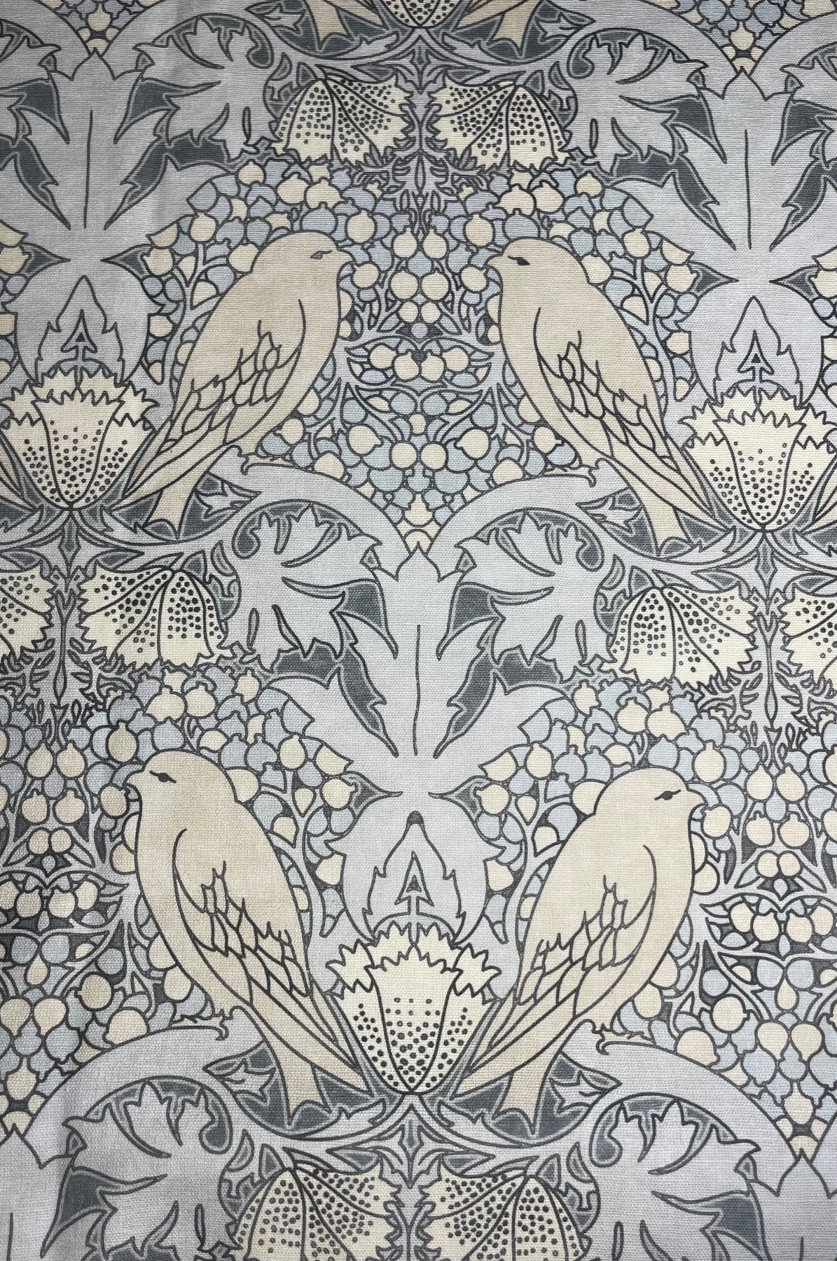 Bird & Berry Fabric - Slate & Parchment