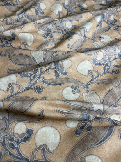 Passion Flower Fabric - Taupe & Sisal