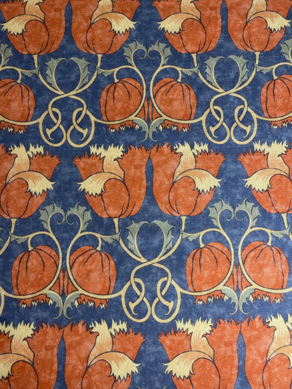 Poppies Fabric - Red & Indigo