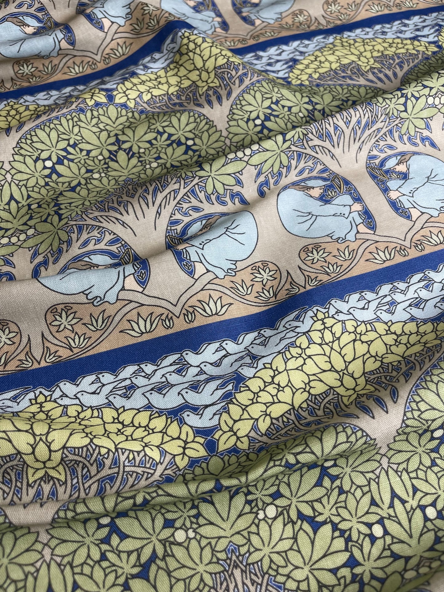 The Minstrel Fabric - Light Blue & Sage